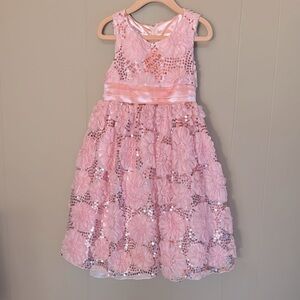Girl’s pink Floral Sequin Formal Dress